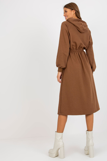 Braunes Midi-Sweatshirtkleid ar Knöpfen 2