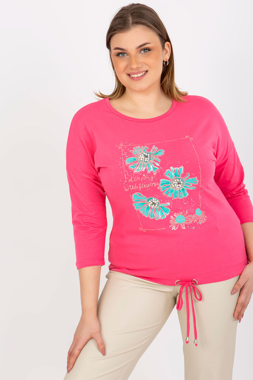 Rozā sieviešu liela izmēra blūze ar...