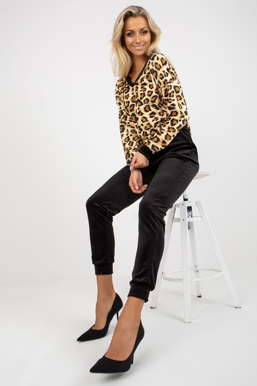 Beige un schwarzes Velours-Set ar...