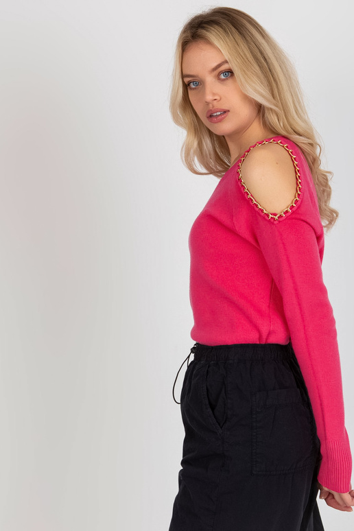 Fuksijas krāsas džemperis ar...