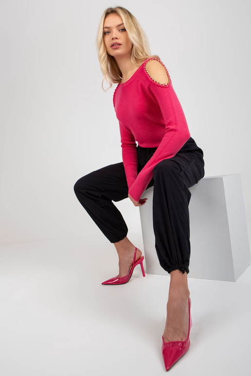 Fuksijas krāsas džemperis ar...