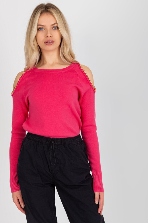 Fuksijas krāsas džemperis ar...