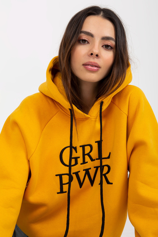 Dzeltens sporta krekls ar kapuci un...