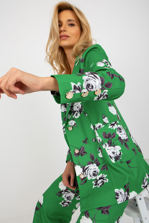 Zaļš elegants žakete no ziedu kostīma Zaļš elegants žakete no ziedu kostīma