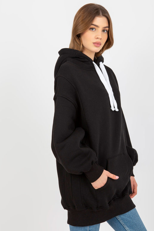 Melns džemperis Basic Garš Hoodie
