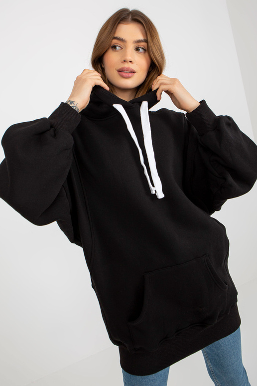 Melns džemperis Basic Garš Hoodie