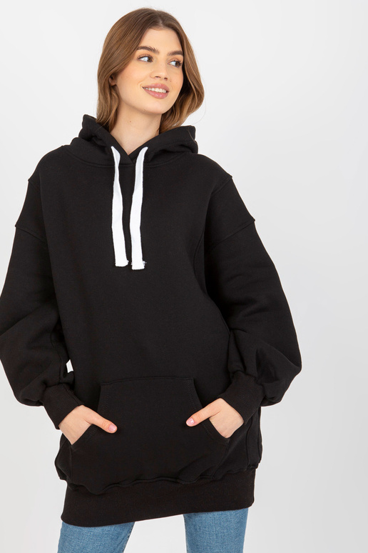 Melns džemperis Basic Garš Hoodie