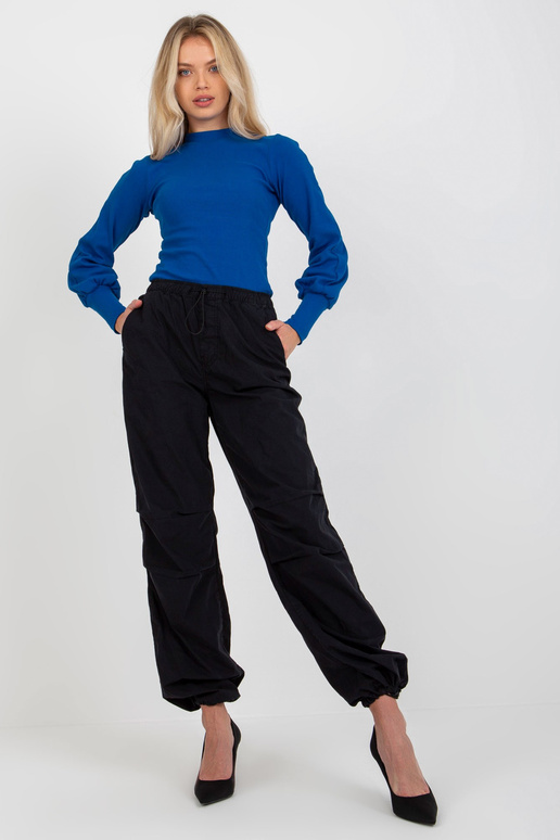 Tumši zila rievota pamata blūze ar... Tumši zila rievota pamata blūze ar...