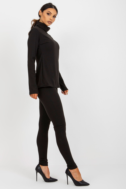 Melna ikdienas rievota blūze ar...