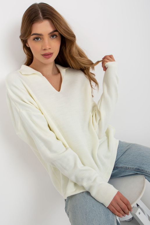 Ecru sieviešu oversize džemperis ar...