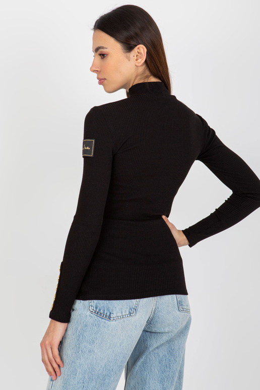 Melna pieguloša blūze ar svītrainu...