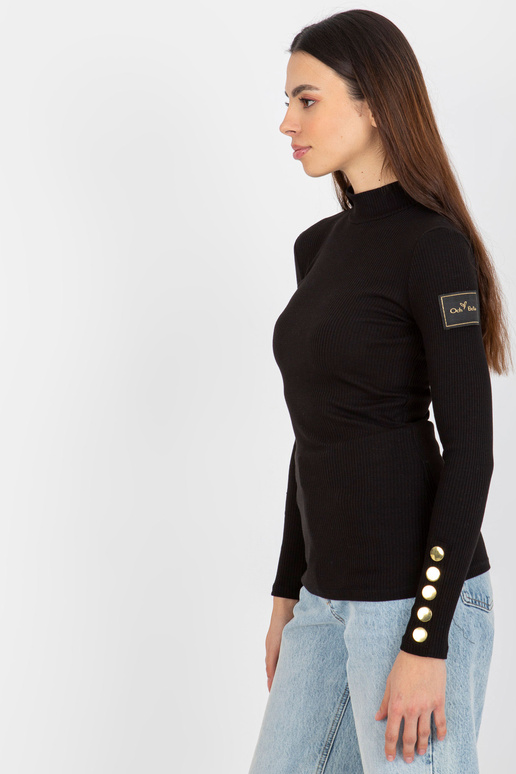 Melna pieguloša blūze ar svītrainu...