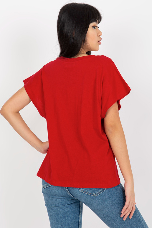 Sarkans T-krekls ar V veida kakla...