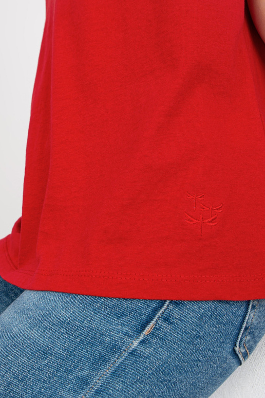 Sarkans T-krekls ar V veida kakla...