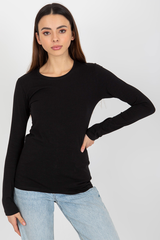 Melna Basic kokvilnas blūze ar garām...