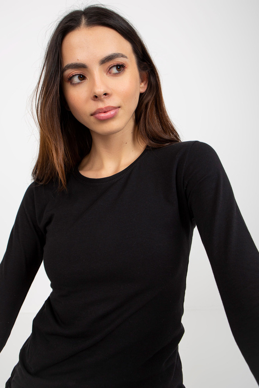 Melna Basic kokvilnas blūze ar garām...