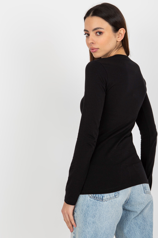 Melna Basic kokvilnas blūze ar garām...
