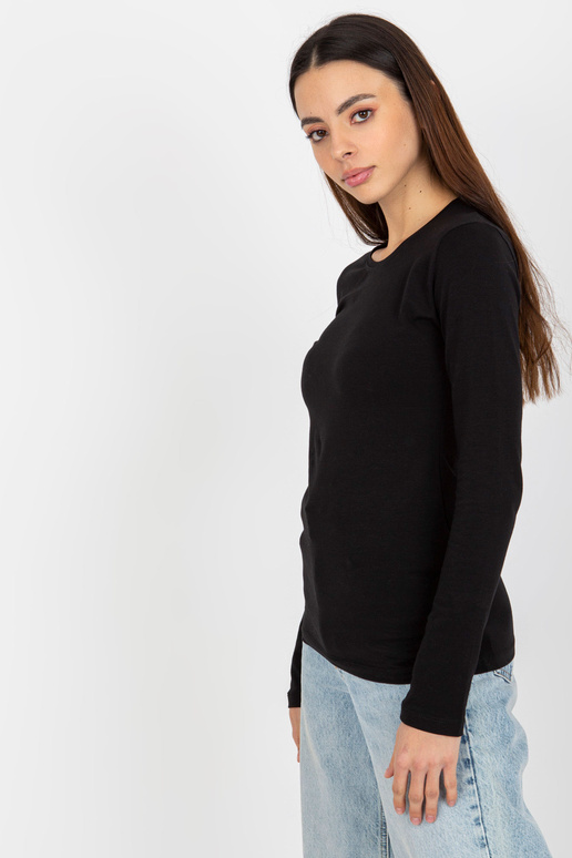 Melna Basic kokvilnas blūze ar garām...