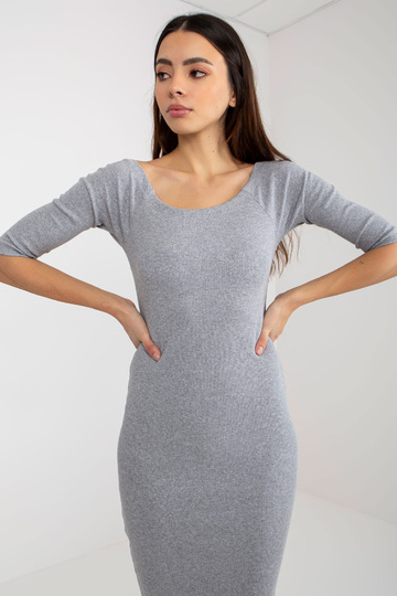 Pelēka rievota Midi kleita...