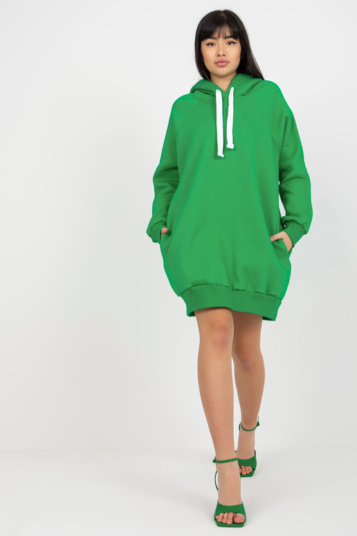 Green Basic garais džemperis ar kapuci