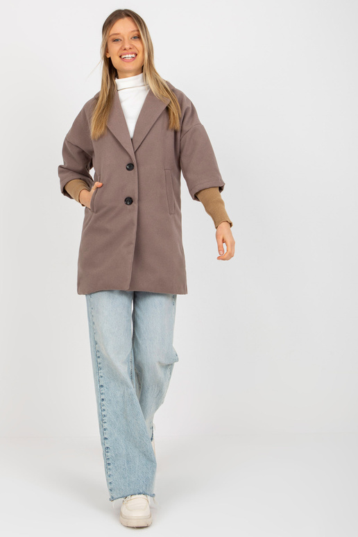 Brūns sieviešu mētelis ar kabatām OCH...