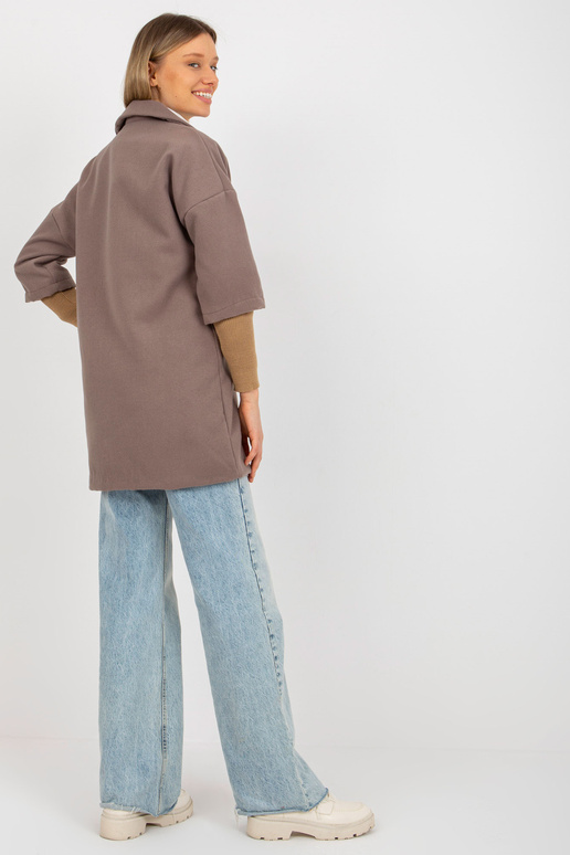 Brūns sieviešu mētelis ar kabatām OCH...