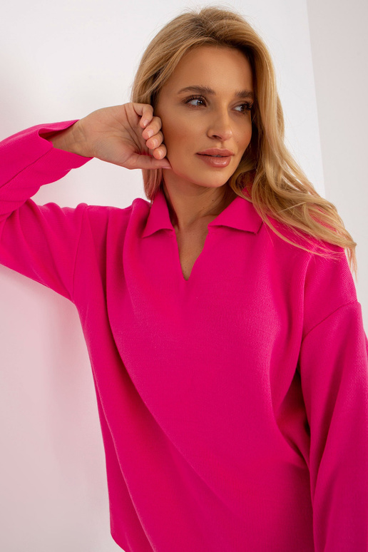 Fluo rozā garš oversize džemperis ar...