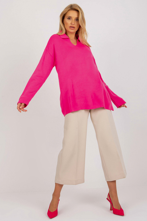Fluo rozā garš oversize džemperis ar...