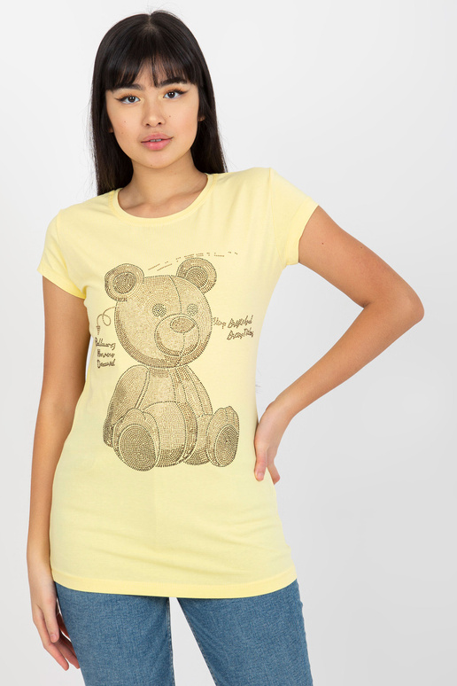 Gaiši dzeltens sieviešu T-krekls ar...