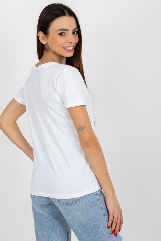 Balts un gaiši violets T-krekls ar...