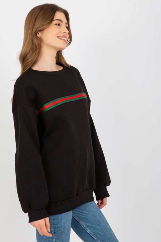 Melns džemperis bez kapuces ar jostu