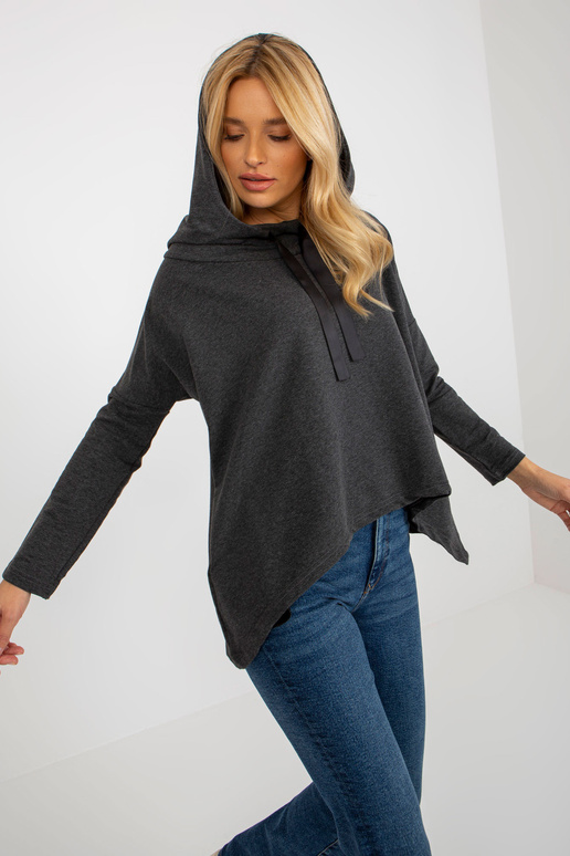 Tumši pelēka asimetriska blūze ar...