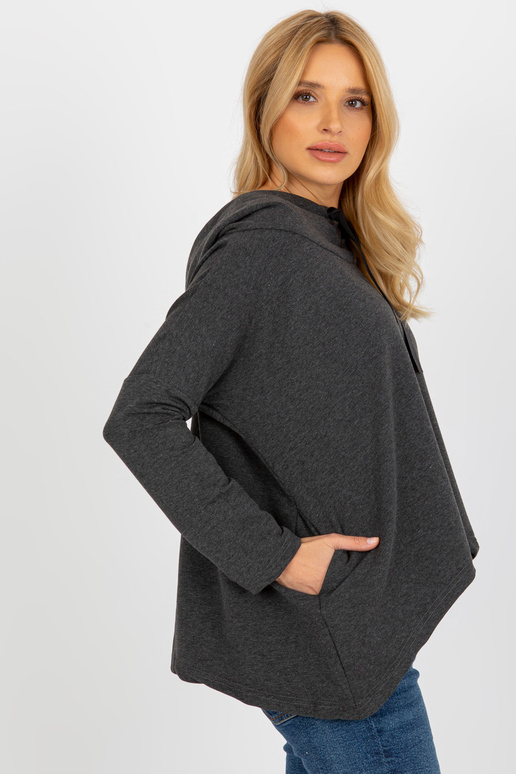 Tumši pelēka asimetriska blūze ar...