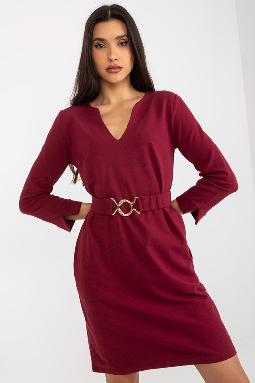 Bordo taisna džemperkleita ar kabatām...