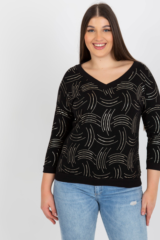 Melna plus izmēra blūze ar V kakla...