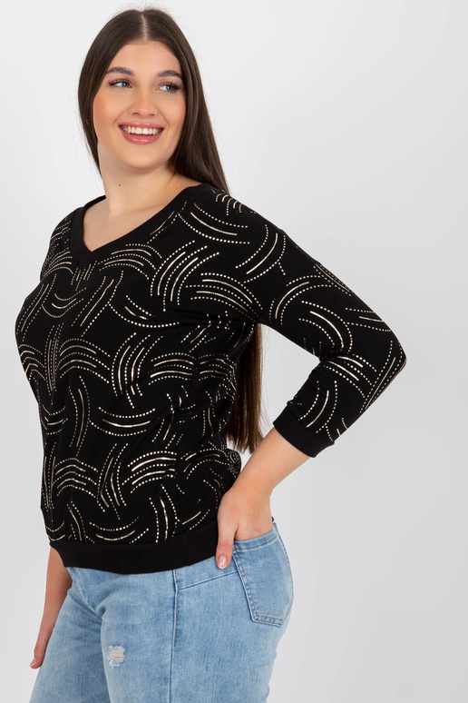 Melna plus izmēra blūze ar V kakla...