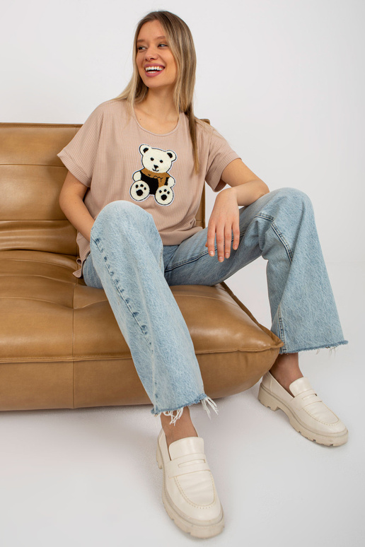 Bēša sieviešu oversize blūze ar...