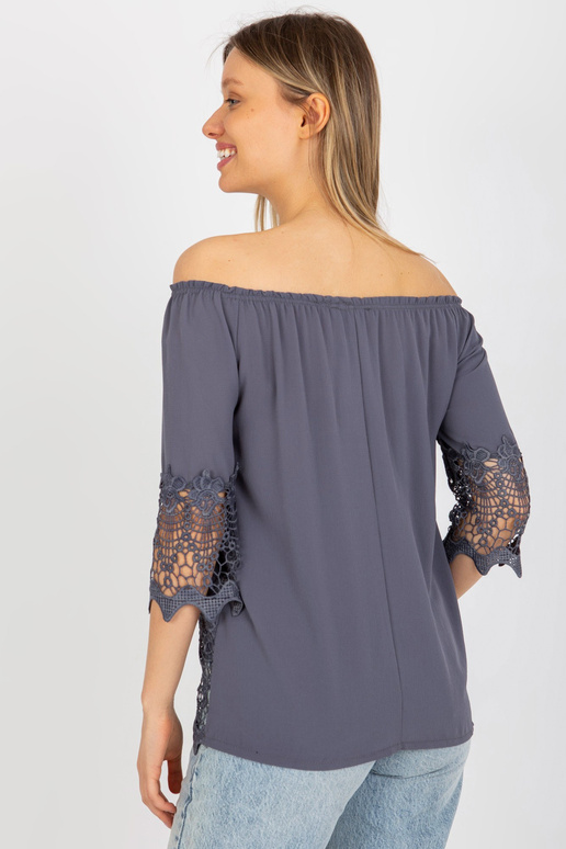 Grafīta spāņu blūze ar dekoratīvu apdari