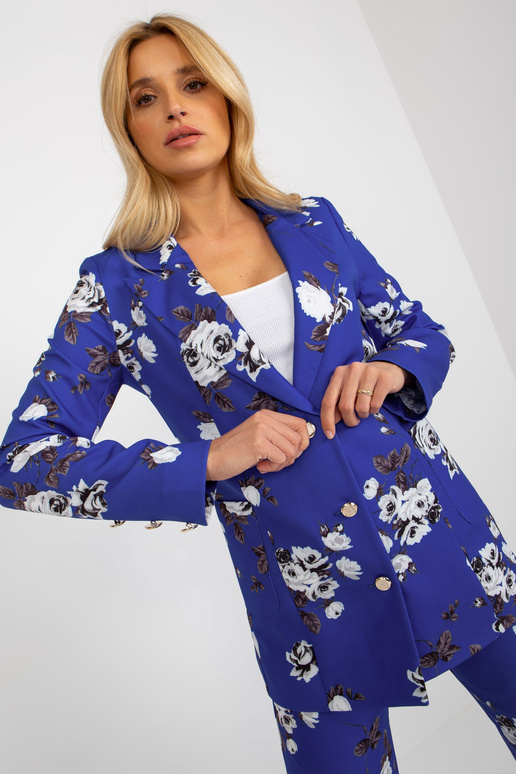 Kobalta elegants žakete no ziedu uzvalka Kobalta elegants žakete no ziedu uzvalka
