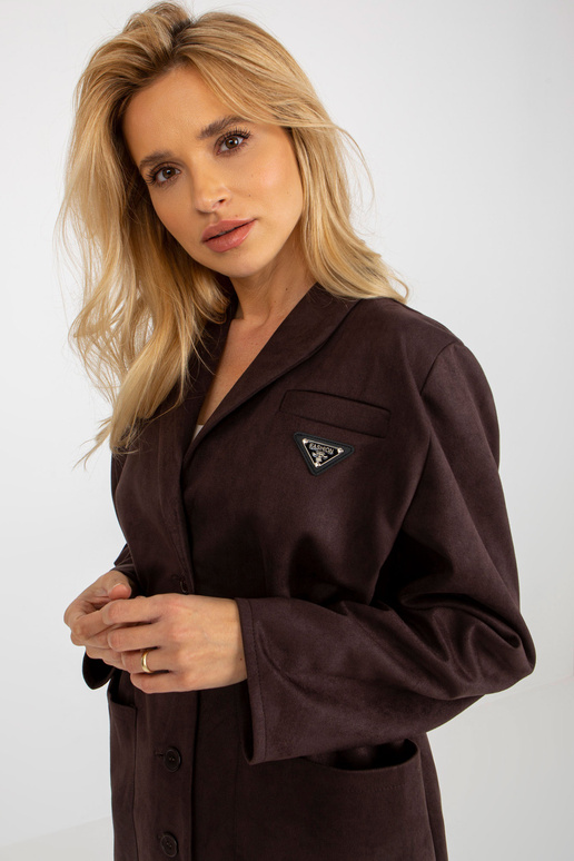 Tumši brūns jakas mētelis ar elastīgu...