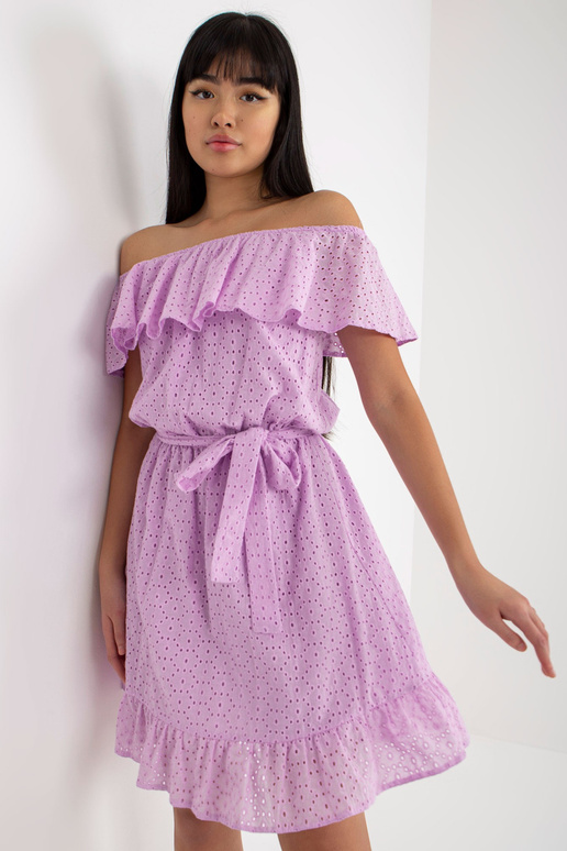 Gaiši violeta ažūra spāņu kleita ar...