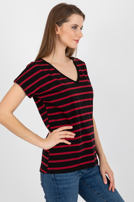 Melns un sarkans sieviešu T-krekls ar...
