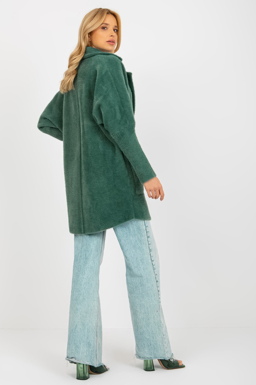 Tumši zaļš brīvs alpakas kažoks ar vilnu