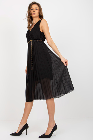 Melna Midi kroku kleita ar... 2