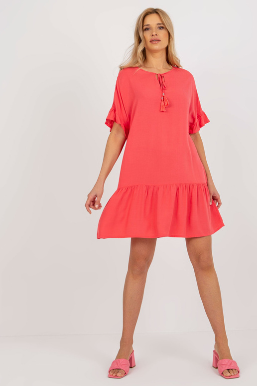 Koraļļu brīva viskozes volānu kleita... Koraļļu brīva viskozes volānu kleita...