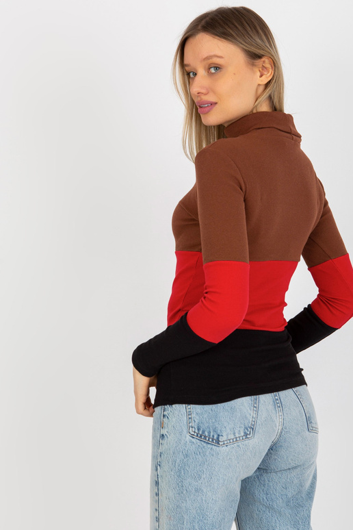 Tumši brūna un melna rievota blūze ar...