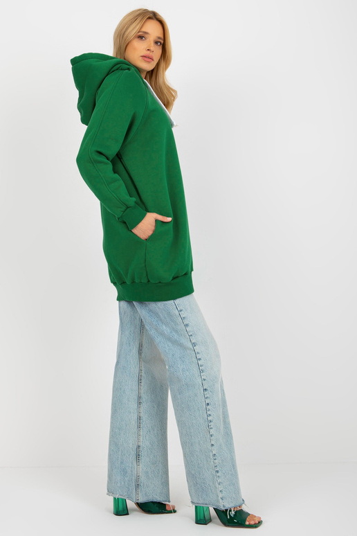 Tumši zaļš garais sporta krekls ar...