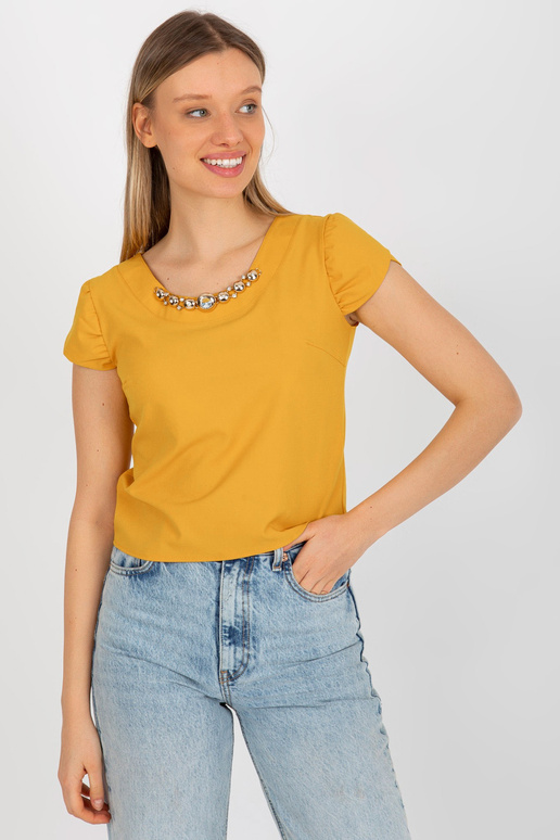 Tumši dzeltena svinīga blūze ar...