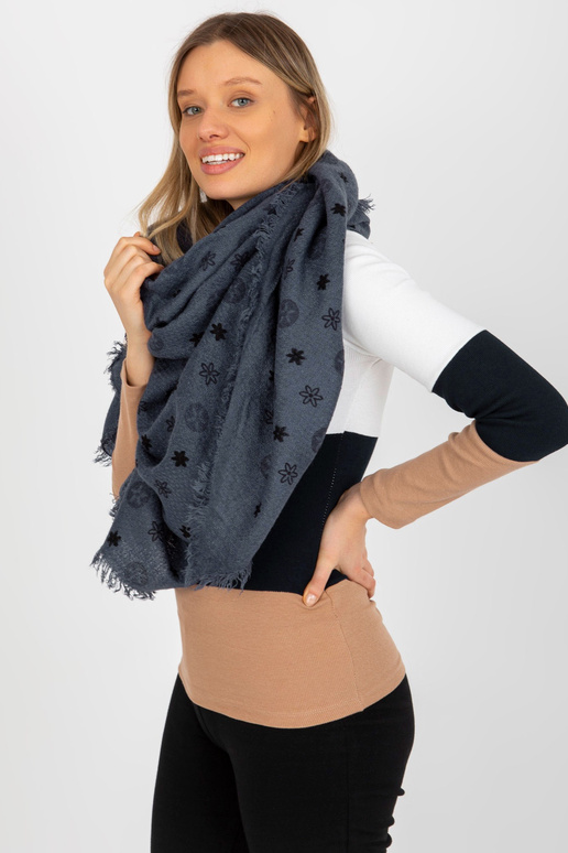 Tumši zila sieviešu apdrukāta šalle