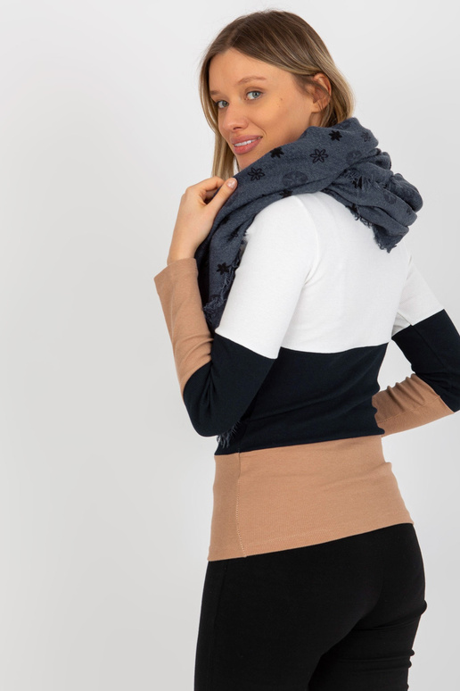 Tumši zila sieviešu apdrukāta šalle